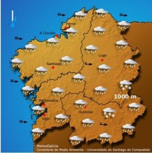 Predición meteorolóxica para este domingo pola mañá / MeteoGalicia