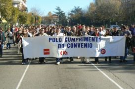 Manifestación dos taballadores e traballadoras da limpeza, esta segunda feira polas rúas de Vigo